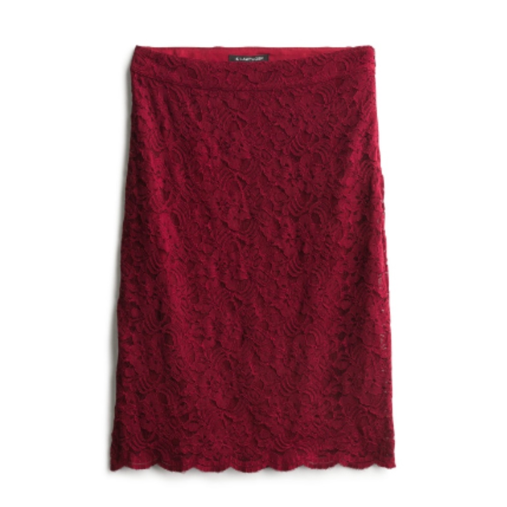 Zaida Scallop Detail Lace Pencil Skirt